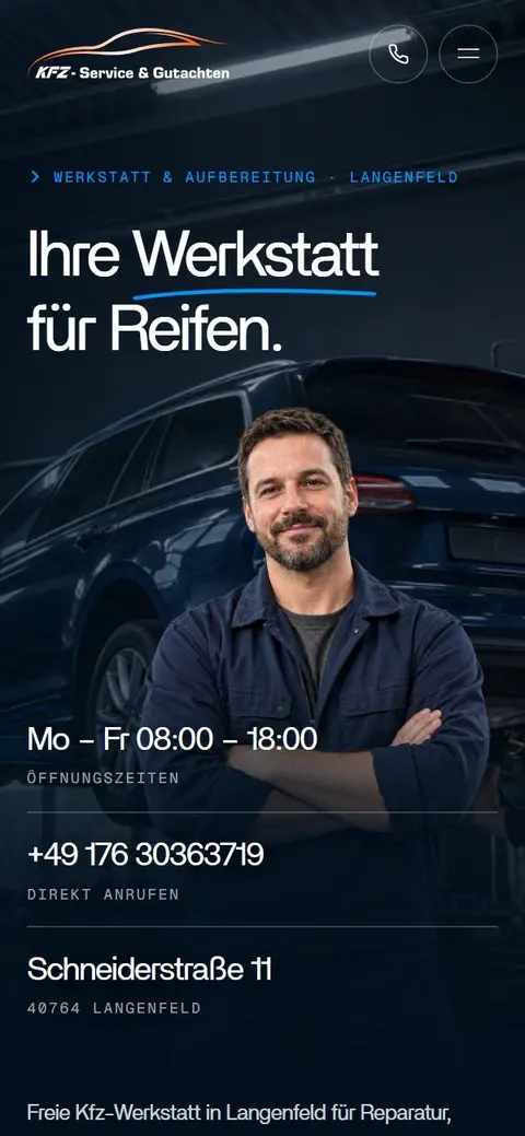 Kfz Service Arman: Startseite auf dem Handy